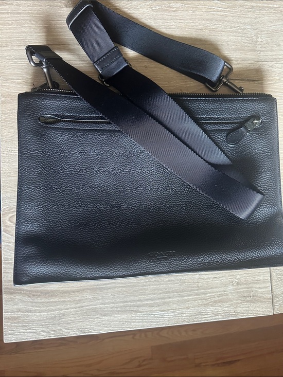 Coach Other - Coach Black Pebbled Leather Messenger Crossbody
